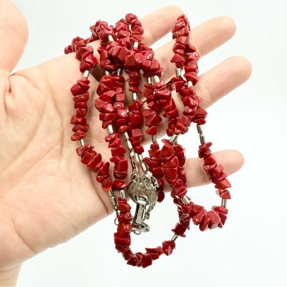 Signo Arte Chipped Red Turquoise Double strands Necklace - Picture 1 of 7